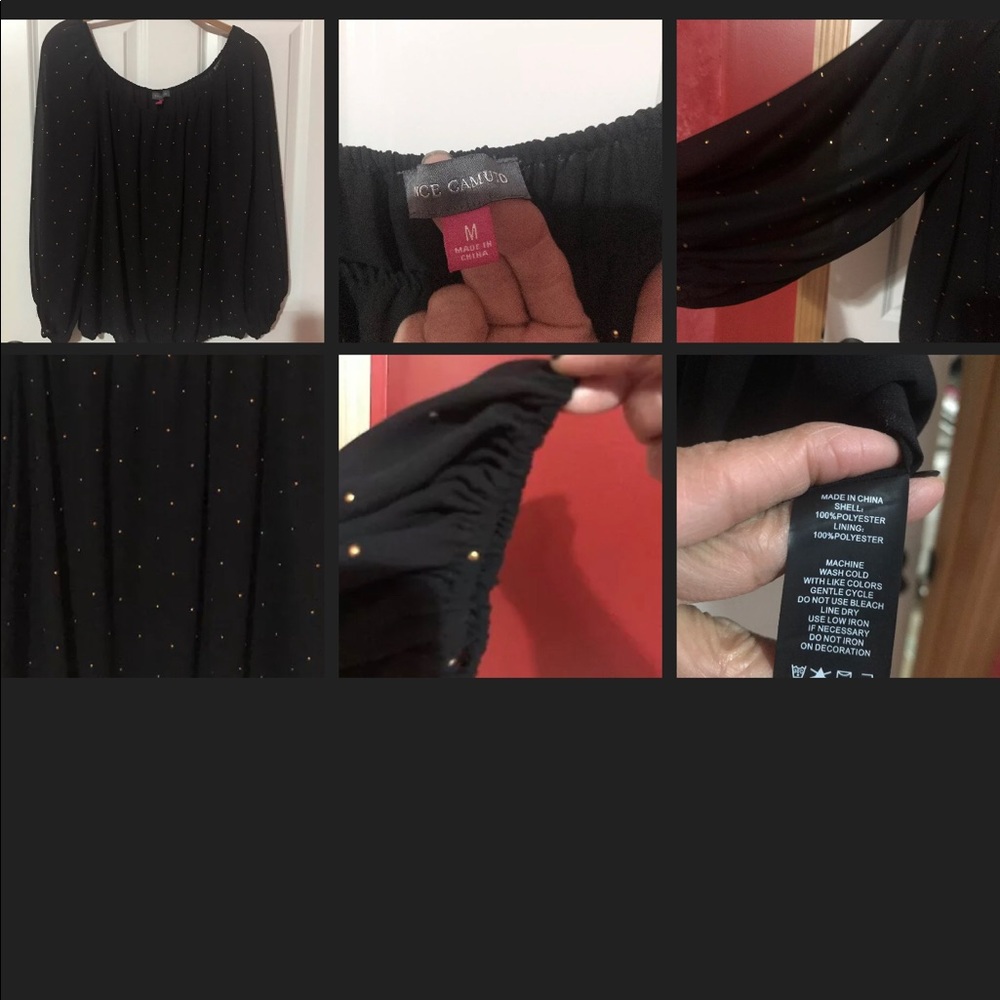 Vince Camuto Sheer Ballon long Sleeves Blouse Sz M